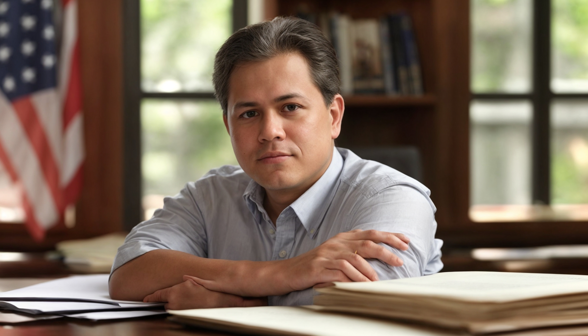 Political analyst reviewing documents about small political parties in the United States